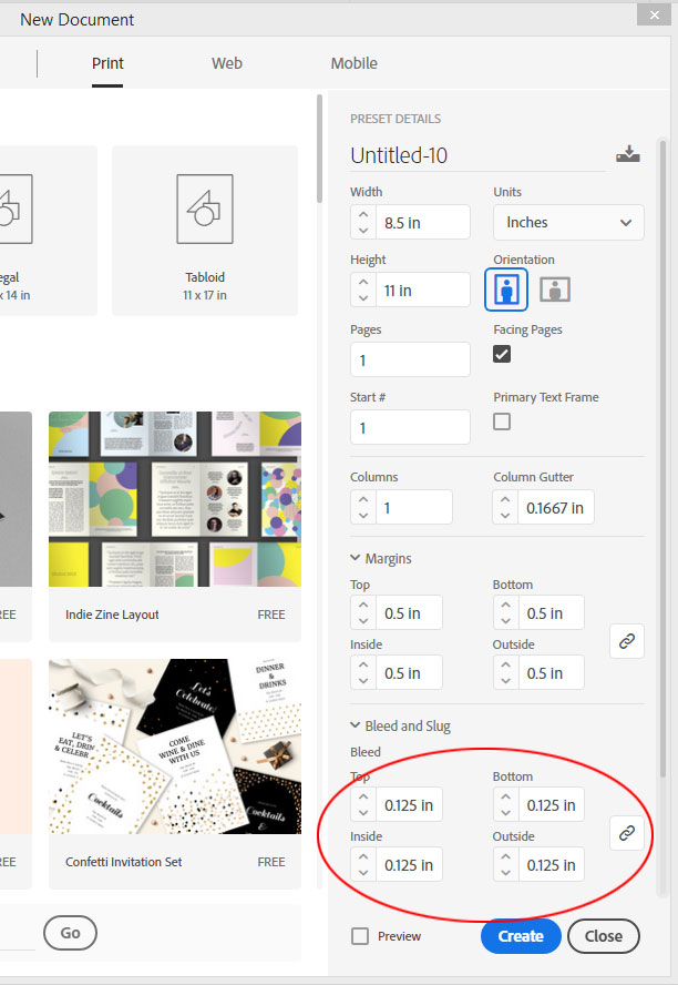InDesign Bleed Setup